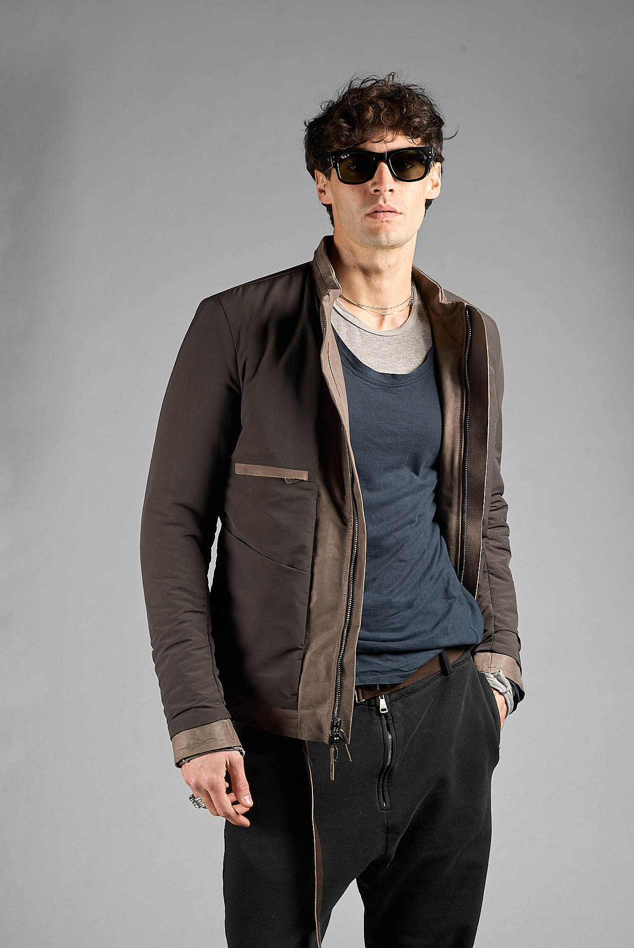 DANIELE BASTA LEATHER AND SILVER JACKET